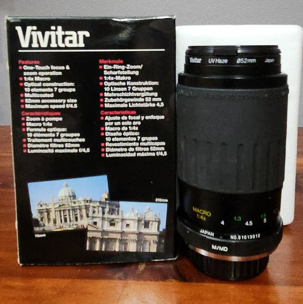 Vivitar 70-210mm f4.5-f5.6. M/MD Macro 1.4x
